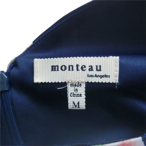 Monteau Floral  Dress Dark Blue M - Picture 7 of 8